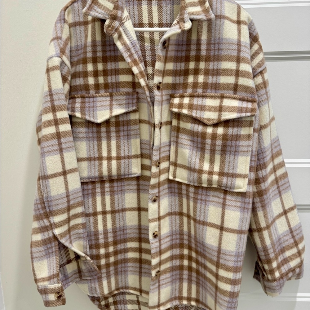 12th Tribe x Salty Blonde Plaid Button-Up Shirt Jacket